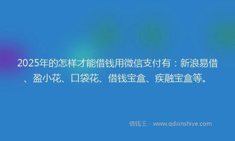 2025年的怎样才能借钱用微信支付有：新浪易借、盈小花、口袋花、借钱宝盒、疾融宝盒等。