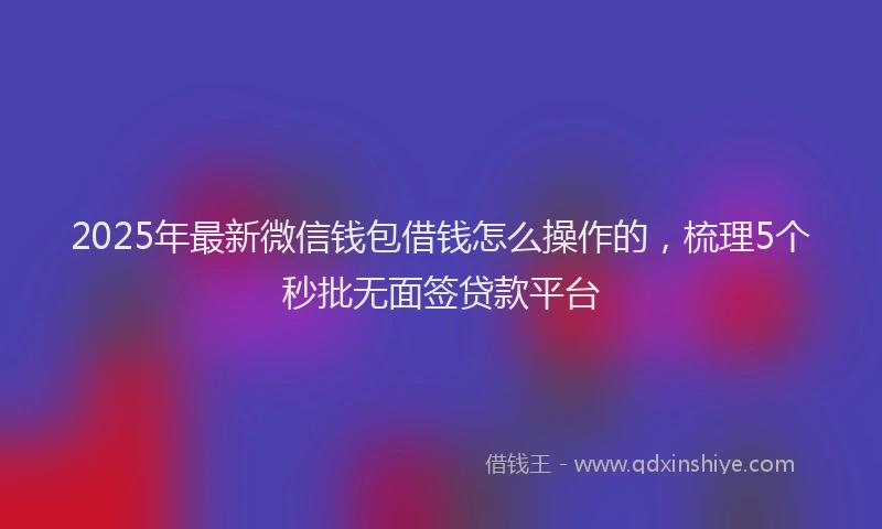 2025年最新微信钱包借钱怎么操作的，梳理5个秒批无面签贷款平台