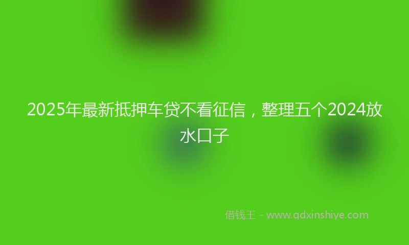 2025年最新抵押车贷不看征信，整理五个2024放水口子