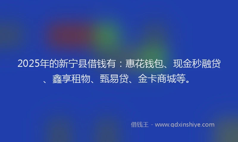 2025年的新宁县借钱有：惠花钱包、现金秒融贷、鑫享租物、甄易贷、金卡商城等。
