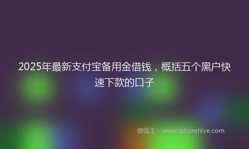 2025年最新支付宝备用金借钱，概括五个黑户快速下款的口子
