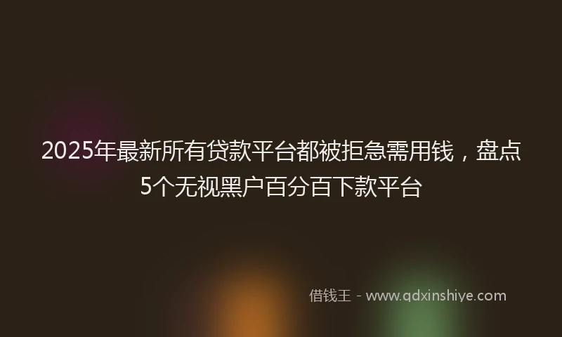2025年最新所有贷款平台都被拒急需用钱，盘点5个无视黑户百分百下款平台