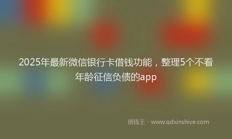2025年最新微信银行卡借钱功能，整理5个不看年龄征信负债的app