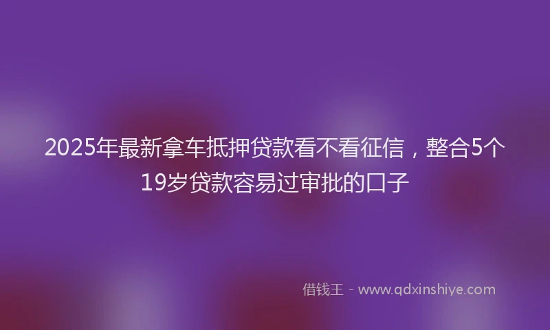 2025年最新拿车抵押贷款看不看征信，整合5个19岁贷款容易过审批的口子