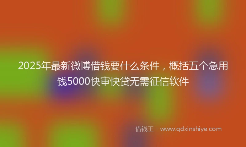 2025年最新微博借钱要什么条件，概括五个急用钱5000快审快贷无需征信软件