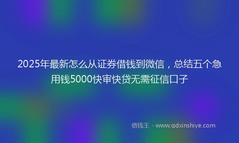 2025年最新怎么从证券借钱到微信，总结五个急用钱5000快审快贷无需征信口子