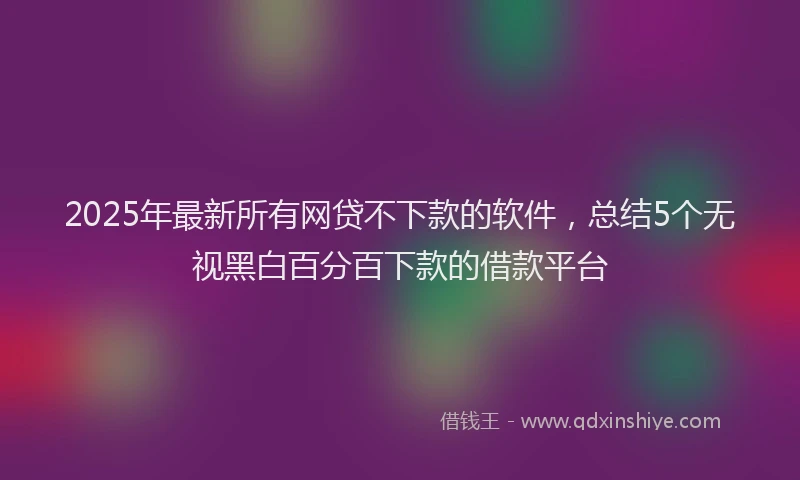 2025年最新所有网贷不下款的软件，总结5个无视黑白百分百下款的借款平台