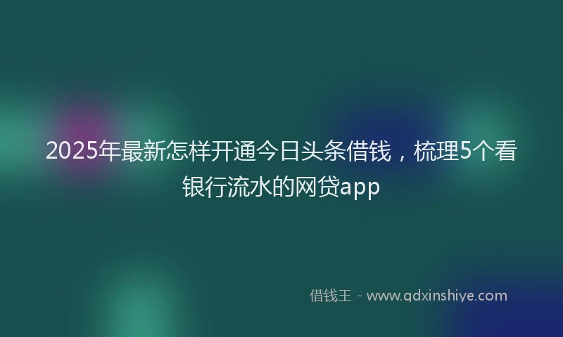 2025年最新怎样开通今日头条借钱，梳理5个看银行流水的网贷app