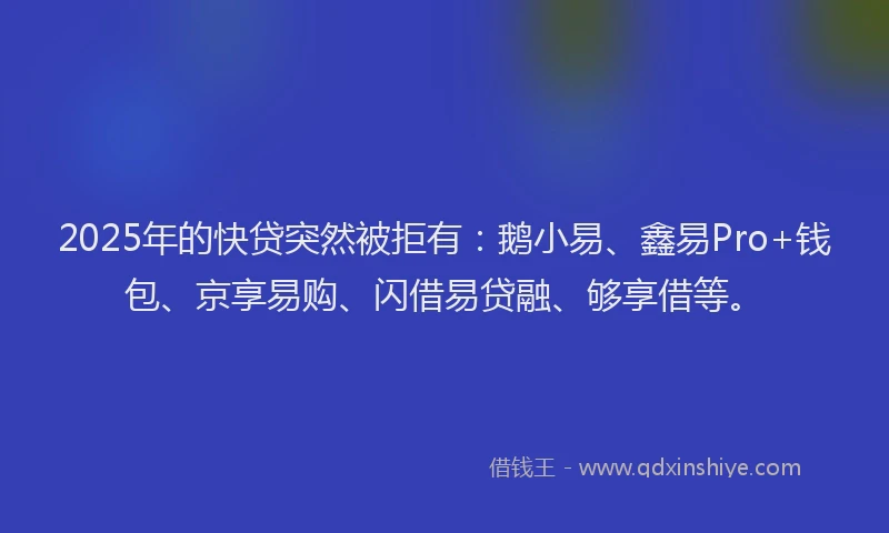 2025年的快贷突然被拒有：鹅小易、鑫易Pro+钱包、京享易购、闪借易贷融、够享借等。