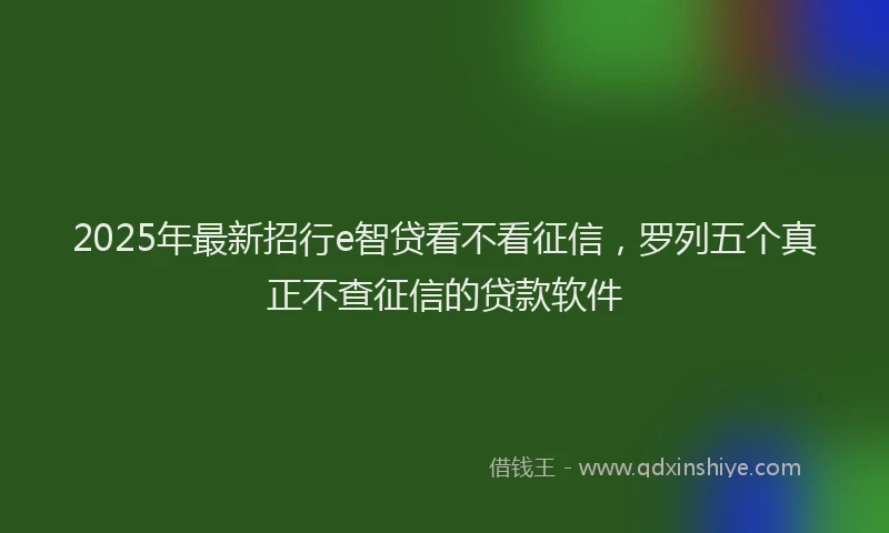 2025年最新招行e智贷看不看征信，罗列五个真正不查征信的贷款软件