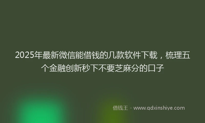 2025年最新微信能借钱的几款软件下载，梳理五个金融创新秒下不要芝麻分的口子