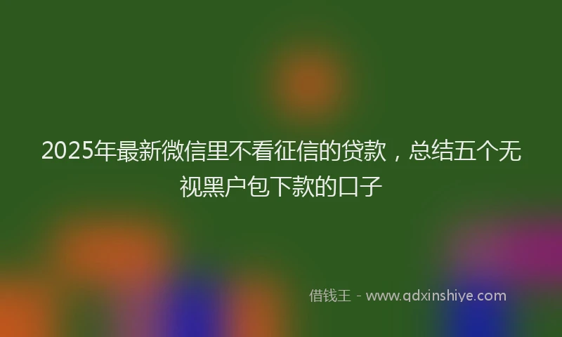 2025年最新微信里不看征信的贷款，总结五个无视黑户包下款的口子