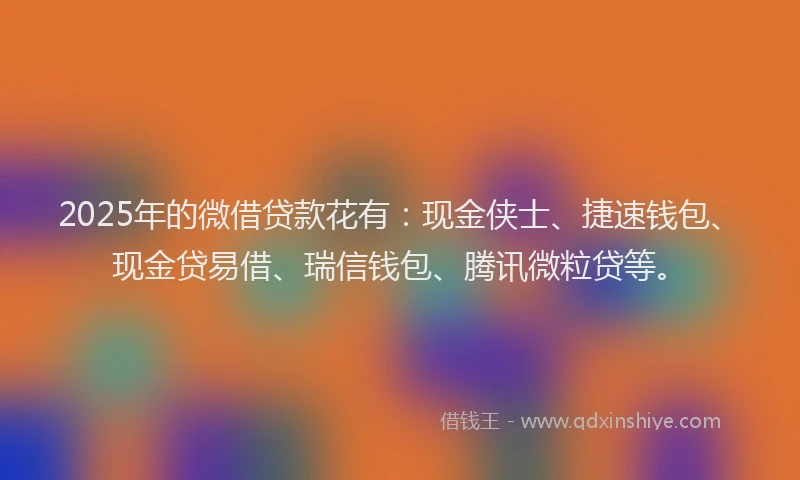2025年的微借贷款花有：现金侠士、捷速钱包、现金贷易借、瑞信钱包、腾讯微粒贷等。