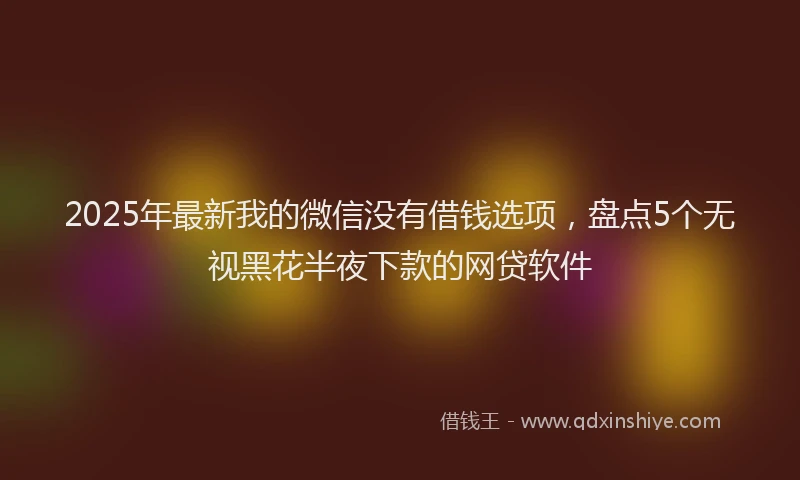 2025年最新我的微信没有借钱选项，盘点5个无视黑花半夜下款的网贷软件
