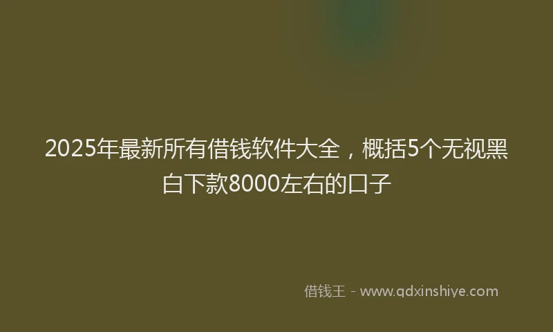 2025年最新所有借钱软件大全，概括5个无视黑白下款8000左右的口子