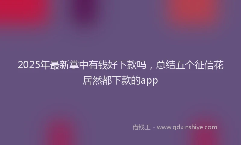 2025年最新掌中有钱好下款吗，总结五个征信花居然都下款的app