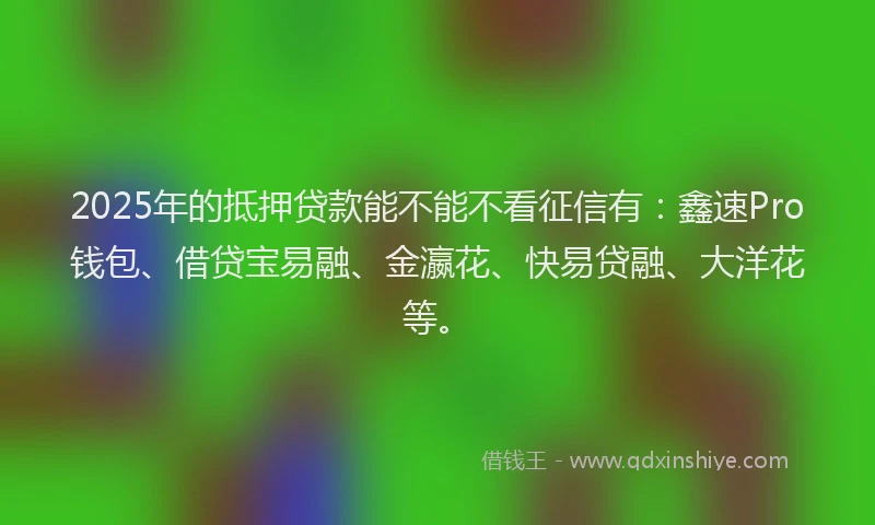 2025年的抵押贷款能不能不看征信有：鑫速Pro钱包、借贷宝易融、金瀛花、快易贷融、大洋花等。