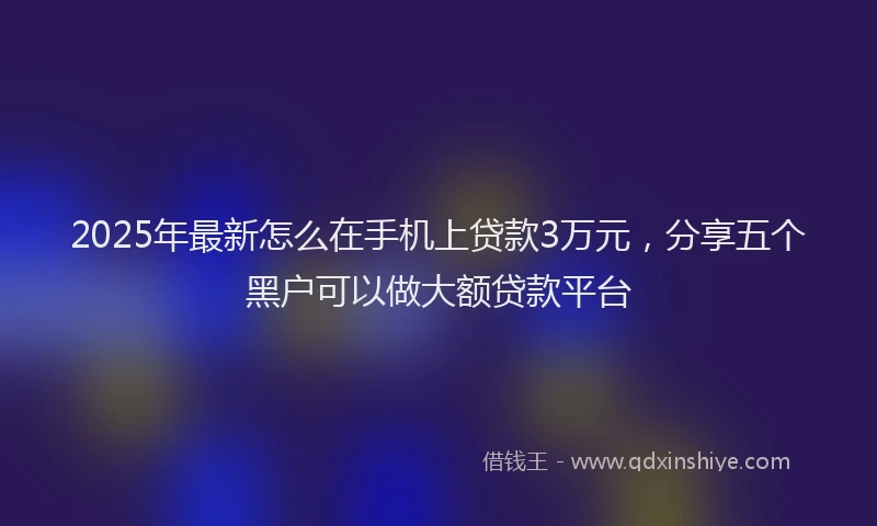 2025年最新怎么在手机上贷款3万元，分享五个黑户可以做大额贷款平台