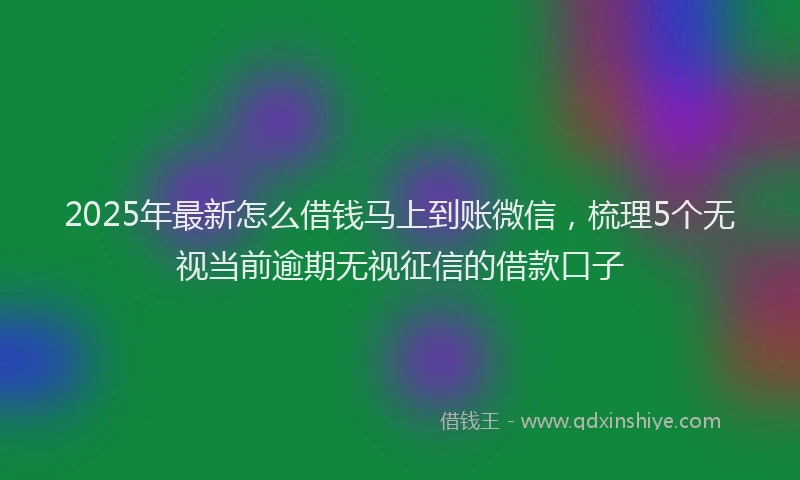2025年最新怎么借钱马上到账微信，梳理5个无视当前逾期无视征信的借款口子