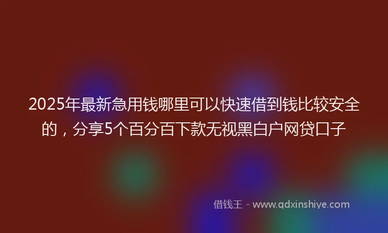 2025年最新急用钱哪里可以快速借到钱比较安全的，分享5个百分百下款无视黑白户网贷口子