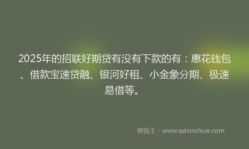 2025年的招联好期贷有没有下款的有：惠花钱包、借款宝速贷融、银河好租、小金象分期、极速易借等。