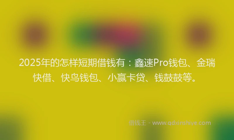 2025年的怎样短期借钱有：鑫速Pro钱包、金瑞快借、快鸟钱包、小赢卡贷、钱鼓鼓等。