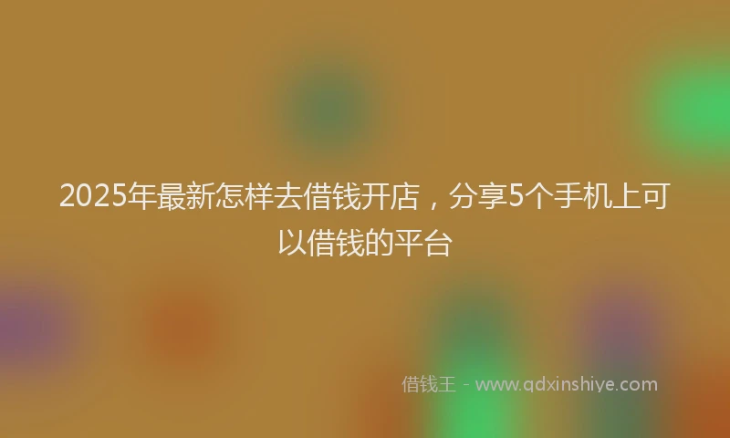 2025年最新怎样去借钱开店，分享5个手机上可以借钱的平台