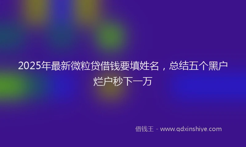 2025年最新微粒贷借钱要填姓名，总结五个黑户烂户秒下一万