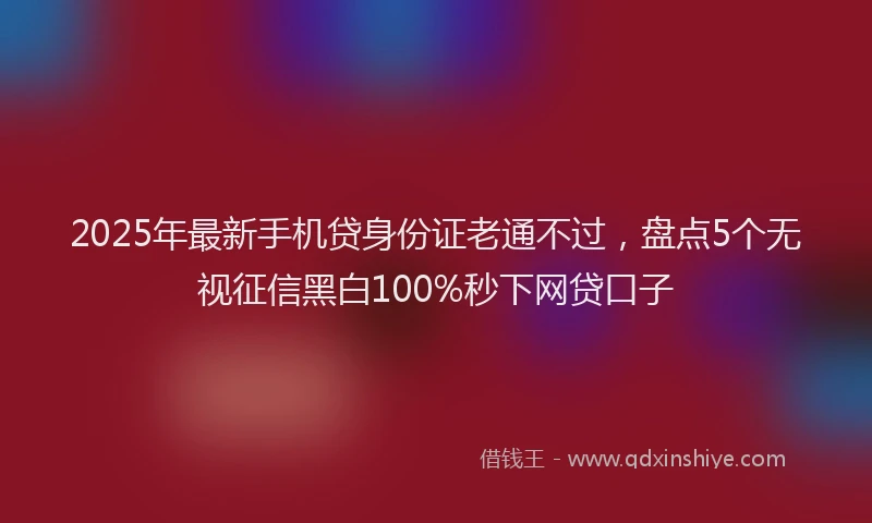 2025年最新手机贷身份证老通不过，盘点5个无视征信黑白100%秒下网贷口子