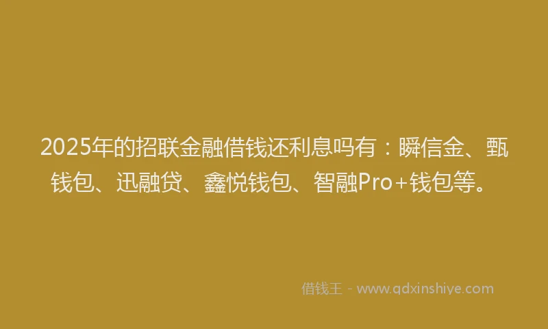 2025年的招联金融借钱还利息吗有：瞬信金、甄钱包、迅融贷、鑫悦钱包、智融Pro+钱包等。