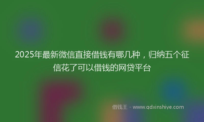 2025年最新微信直接借钱有哪几种，归纳五个征信花了可以借钱的网贷平台