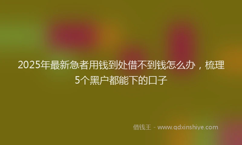 2025年最新急者用钱到处借不到钱怎么办，梳理5个黑户都能下的口子