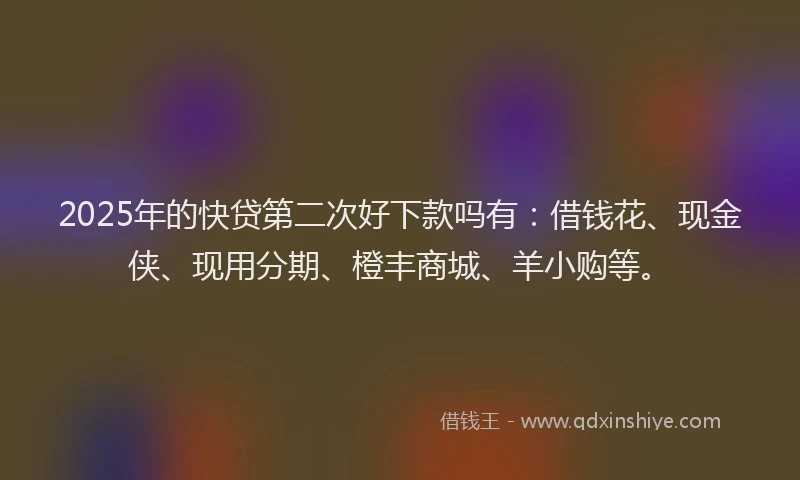 2025年的快贷第二次好下款吗有：借钱花、现金侠、现用分期、橙丰商城、羊小购等。