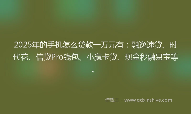 2025年的手机怎么贷款一万元有：融逸速贷、时代花、信贷Pro钱包、小赢卡贷、现金秒融易宝等。