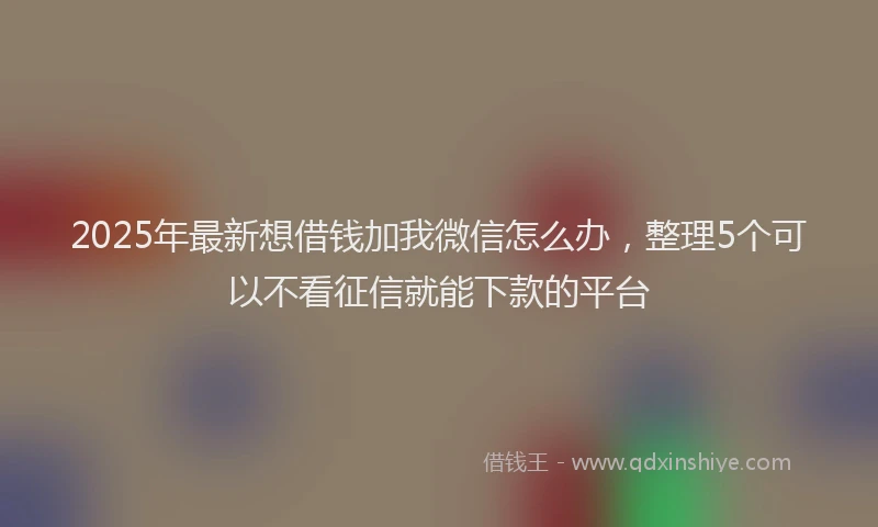 2025年最新想借钱加我微信怎么办，整理5个可以不看征信就能下款的平台