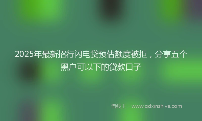 2025年最新招行闪电贷预估额度被拒，分享五个黑户可以下的贷款口子