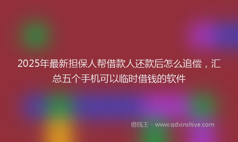 2025年最新担保人帮借款人还款后怎么追偿，汇总五个手机可以临时借钱的软件