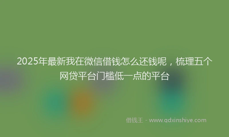 2025年最新我在微信借钱怎么还钱呢，梳理五个网贷平台门槛低一点的平台