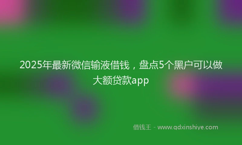 2025年最新微信输液借钱，盘点5个黑户可以做大额贷款app