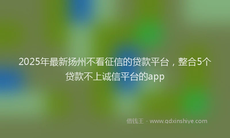 2025年最新扬州不看征信的贷款平台，整合5个贷款不上诚信平台的app
