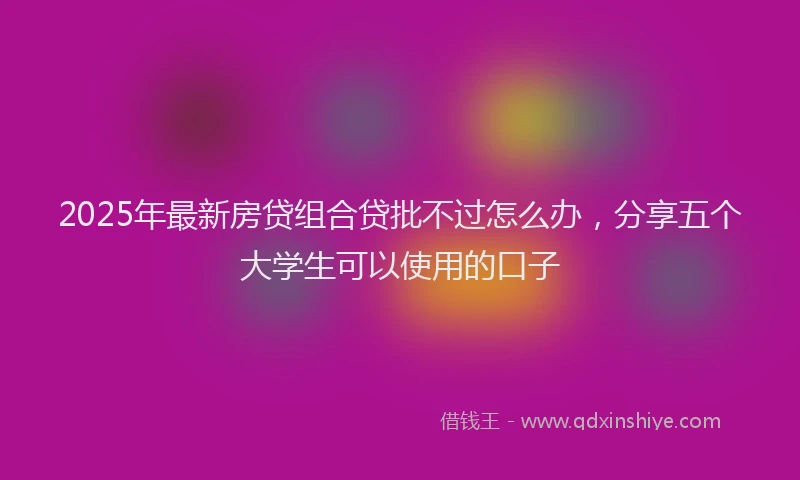 2025年最新房贷组合贷批不过怎么办，分享五个大学生可以使用的口子