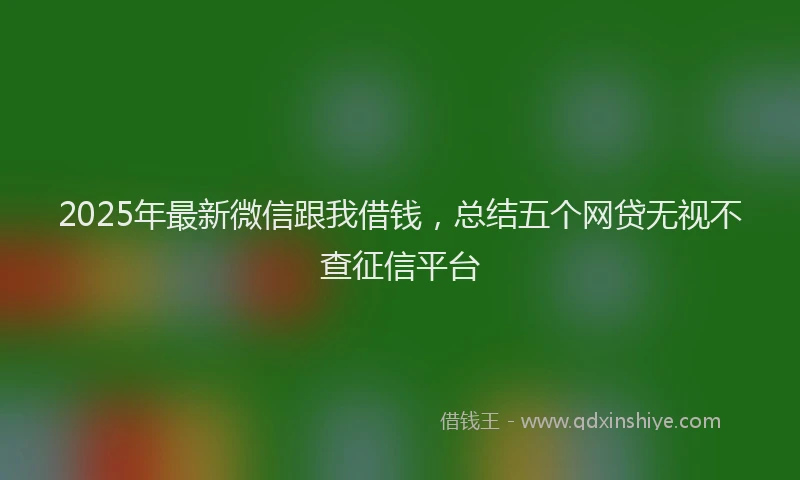 2025年最新微信跟我借钱，总结五个网贷无视不查征信平台