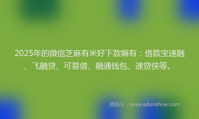 2025年的微信芝麻有米好下款嘛有：借款宝速融、飞融贷、可易借、融通钱包、速贷侠等。