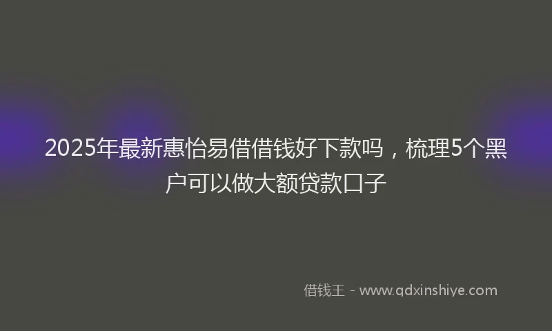2025年最新惠怡易借借钱好下款吗，梳理5个黑户可以做大额贷款口子