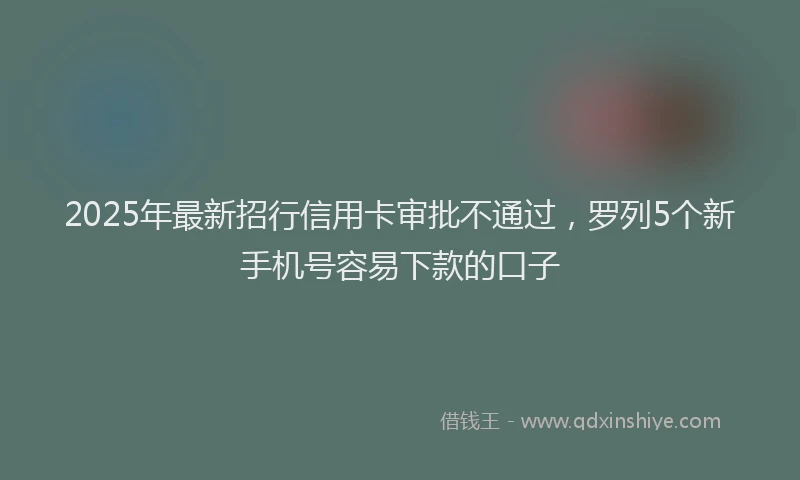 2025年最新招行信用卡审批不通过，罗列5个新手机号容易下款的口子