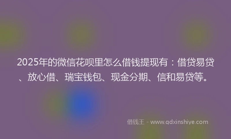 2025年的微信花呗里怎么借钱提现有：借贷易贷、放心借、瑞宝钱包、现金分期、信和易贷等。