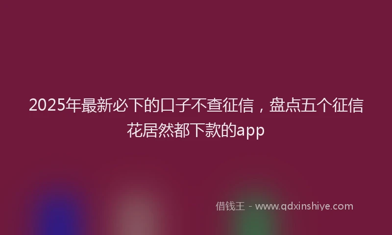 2025年最新必下的口子不查征信，盘点五个征信花居然都下款的app
