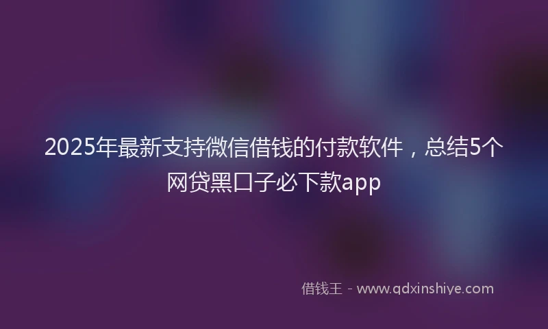 2025年最新支持微信借钱的付款软件，总结5个网贷黑口子必下款app