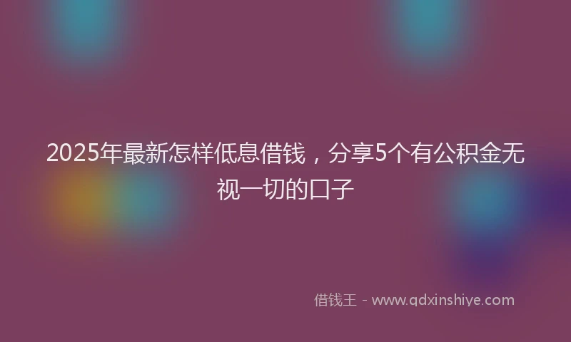 2025年最新怎样低息借钱，分享5个有公积金无视一切的口子