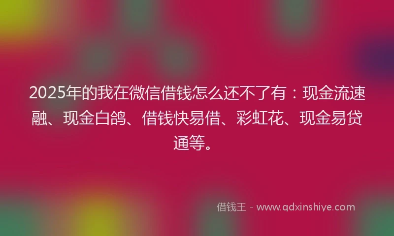 2025年的我在微信借钱怎么还不了有：现金流速融、现金白鸽、借钱快易借、彩虹花、现金易贷通等。